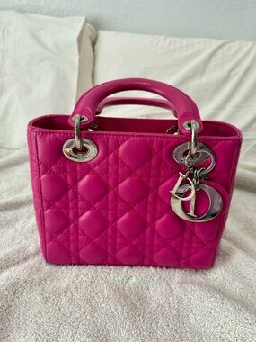Lady Dior Cannage Bag – Hot Pink Lambskin, Silver Hardware
